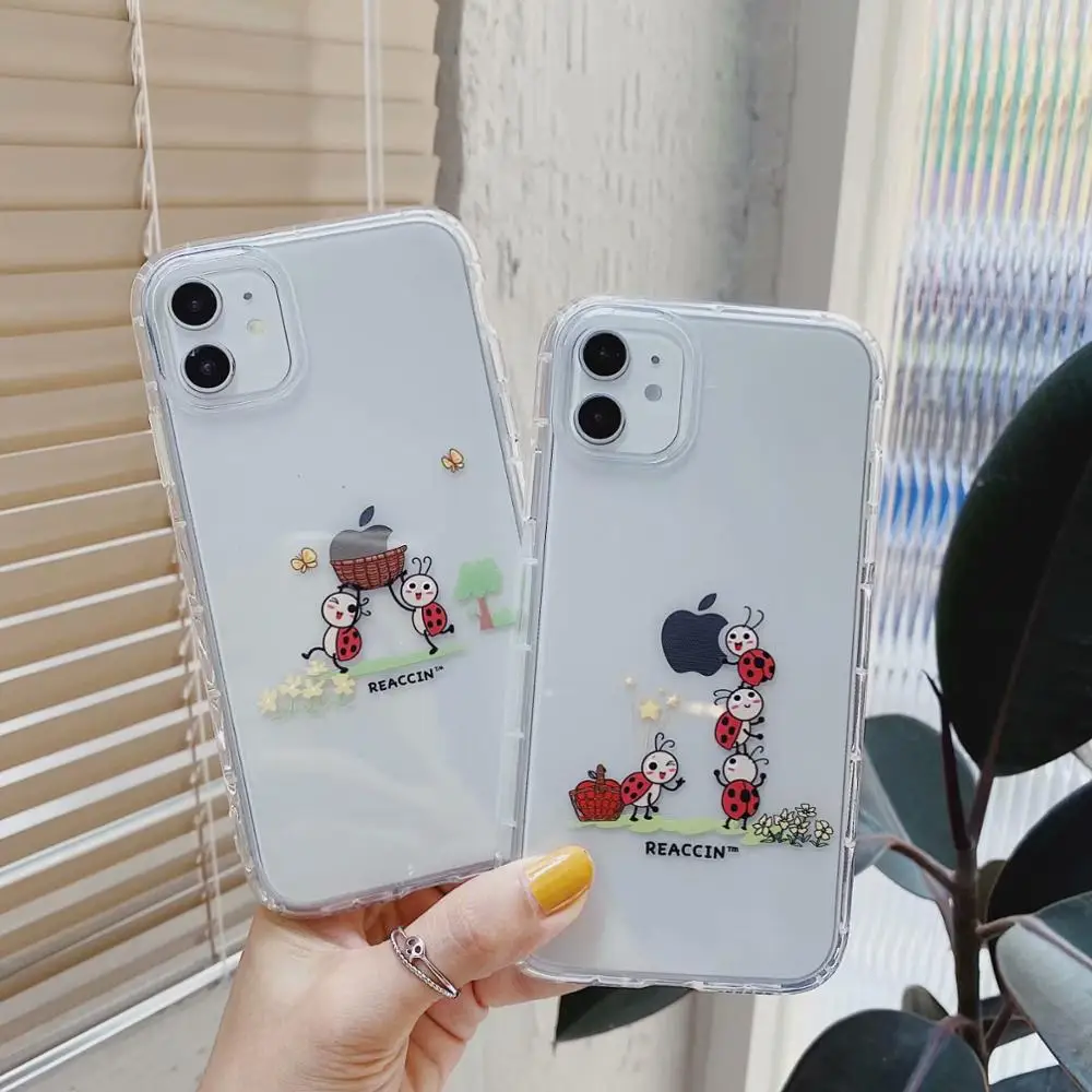 Милый модный прозрачный мягкий чехол из ТПУ для iPhone 12 Mini 11 Pro Max X XS XR 8 6S 6 7 Plus