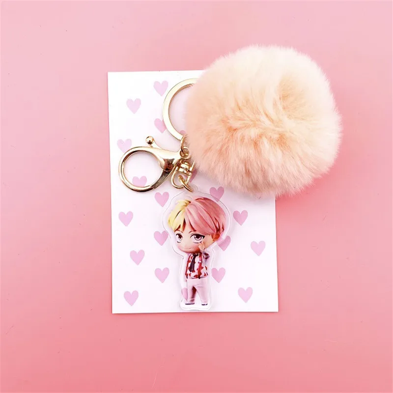 Kpop Bangtan брелок для мальчиков Kawaii плюшевый мячик-подвеска брелок мультфильм Jung Kook JIMIN bangtan мальчики косплей реквизит кольца - Цвет: v