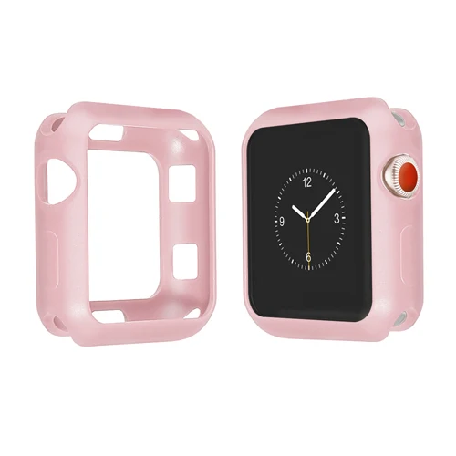 Мягкий силиконовый чехол для Apple Watch Case 4 40 мм 44 мм iWatch Series 4 рамка Полная защита корпуса Аксессуары для часов - Цвет: PINK