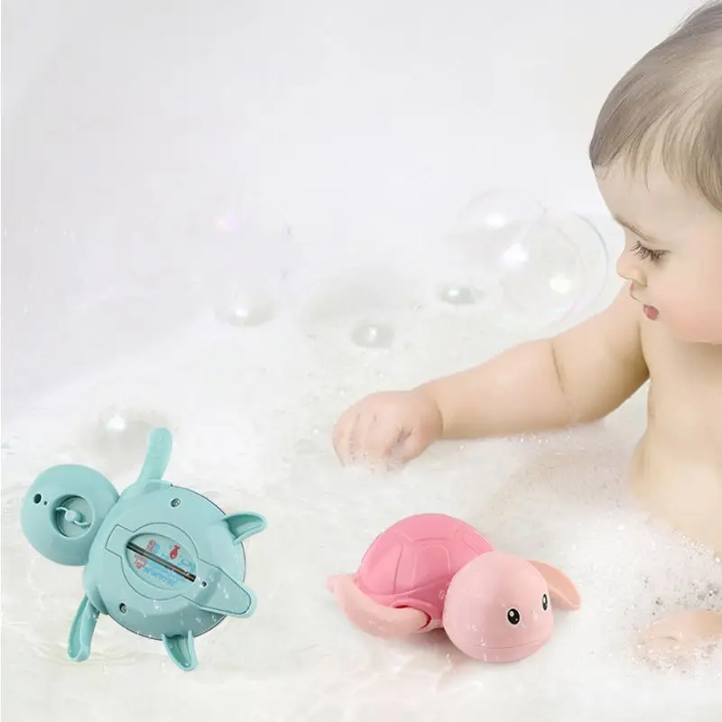 Thermomètre de bain flottant en sécurité pour bébé, jouet d'eau pour bébé,  tortue de natation, chaîne enroulée, horloge, jouets de bain pour enfants -  AliExpress