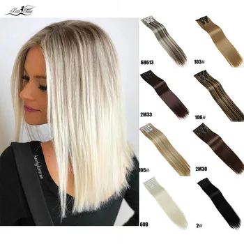 

CABELO Sintético Em Linha Reta Cabelo Clips Cabeça Cheia Grampo em Extensões Do Cabelo Cores Disponíveis Resistente Ao Calor