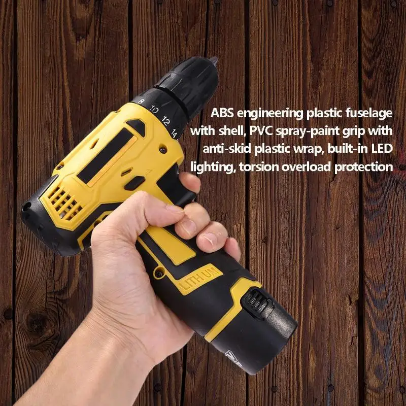 12V 18V Cordless Electric Screwdriver Rechargeable Electric Drill Lithium Battery Cordless Drill Power Tools