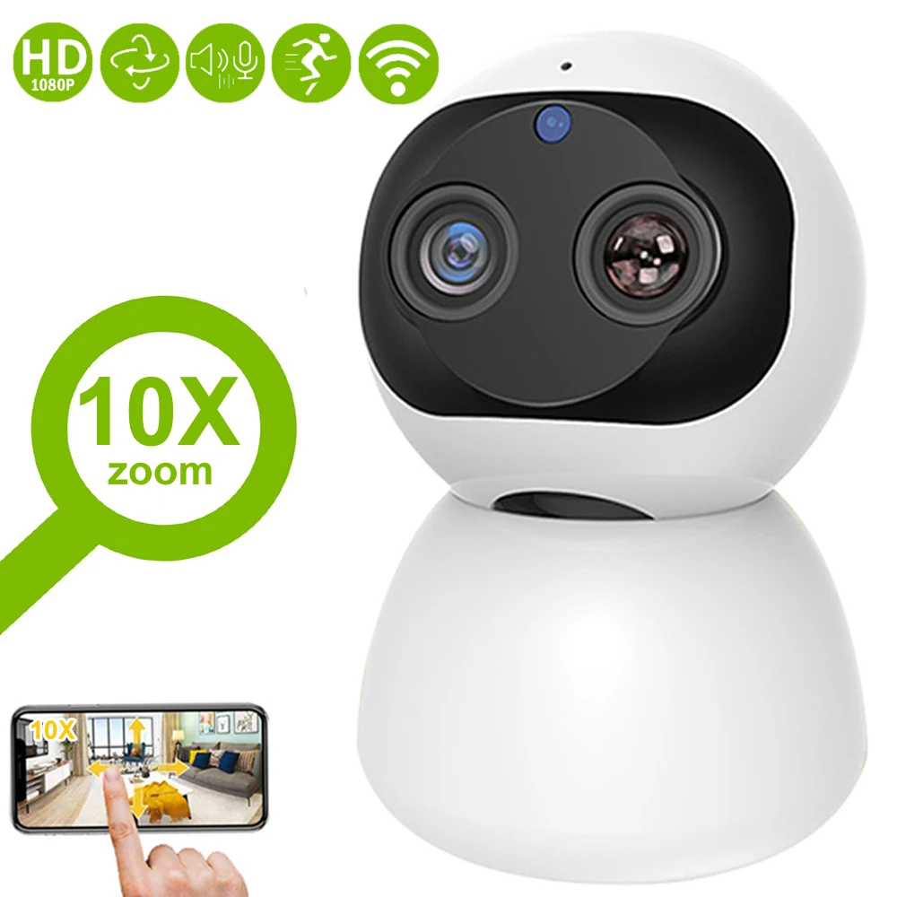 IP-камера видеонаблюдения 1080P Wi-Fi PTZ 360 10-кратный зум видеокамера безопасности для