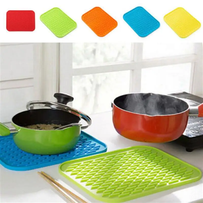 Non-Slip Heat Resistant Mat Colorful Silicone Coaster Cushion Placemat Pot Holder Hot Pad Table Silicone Mat Kitchen Accessorie