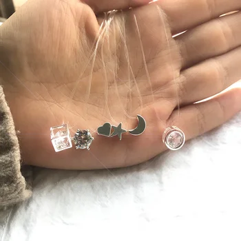 

TransparentFishing LineMe rmaid Teardrop Zircon Necklace Love Heart Choker Necklace Best Gift For Woman