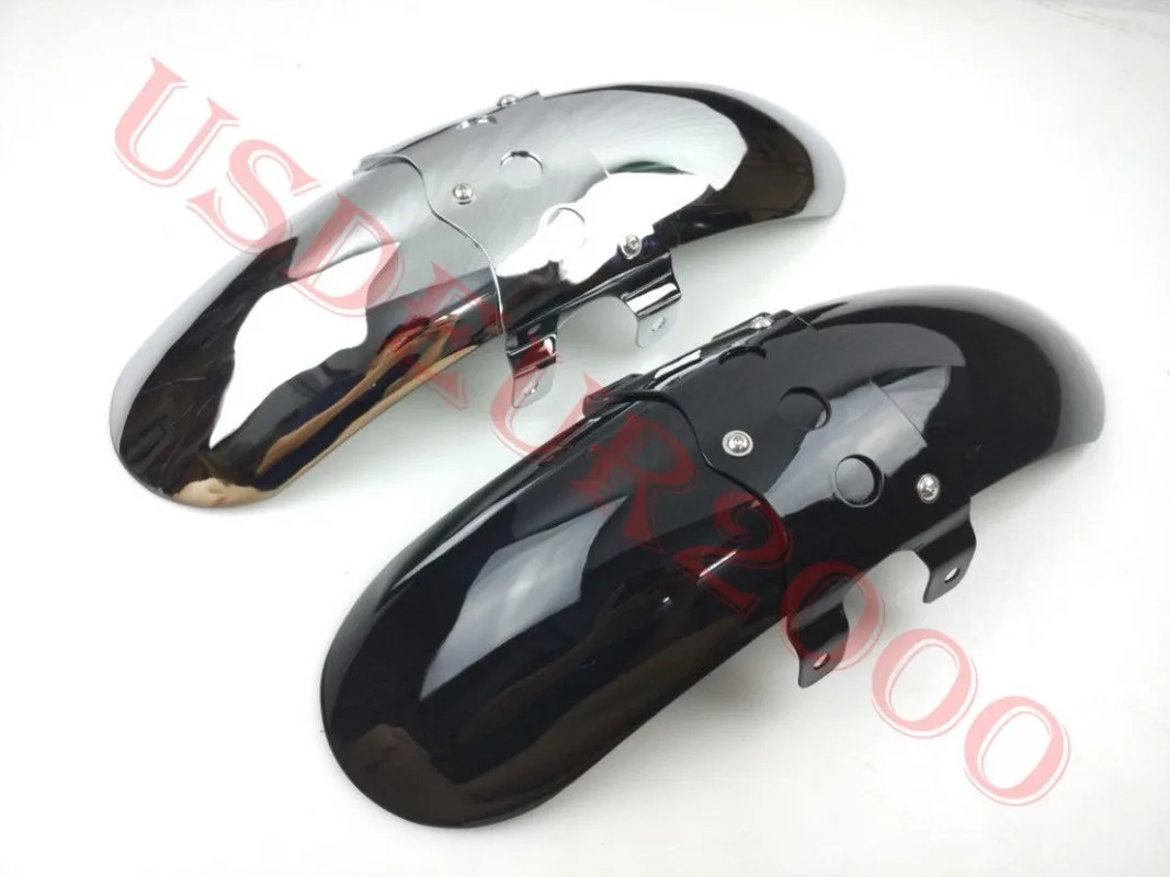 

Короткое переднее крыло 45 см для Honda CB750 1994-2008 CB400 1992-2014 Черное/хромированное 17-3/4 дюйма