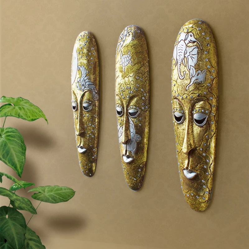 African Exotic Fantastic People Face Mask Wall Hanging European Style Sitting Room TV Wall Decoration Bar Artistic Mask R3360