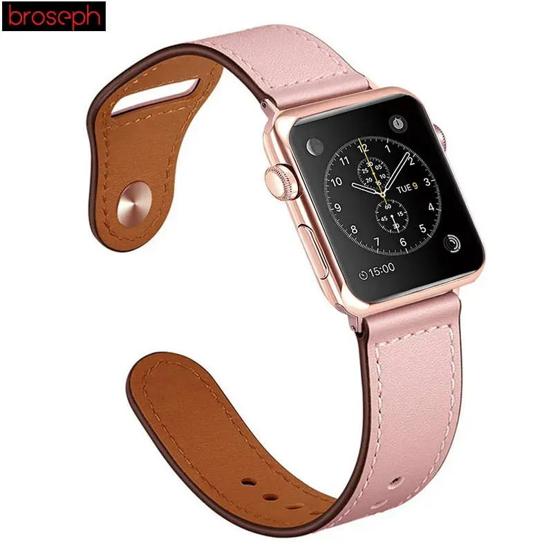 Ремешки для часов Apple Watch 4 Band 40 мм 44 мм кожаный ремешок для iWatch 3 2 1 42 мм 38 мм один тур Браслет для часов браслет