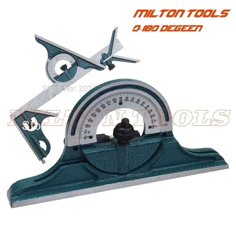 180 Degree Angle Combination Square Protractor Ruler Set Professional Carpenter Tools Multi-Function Measuring Tools Stainless Steel Universal Bevel 