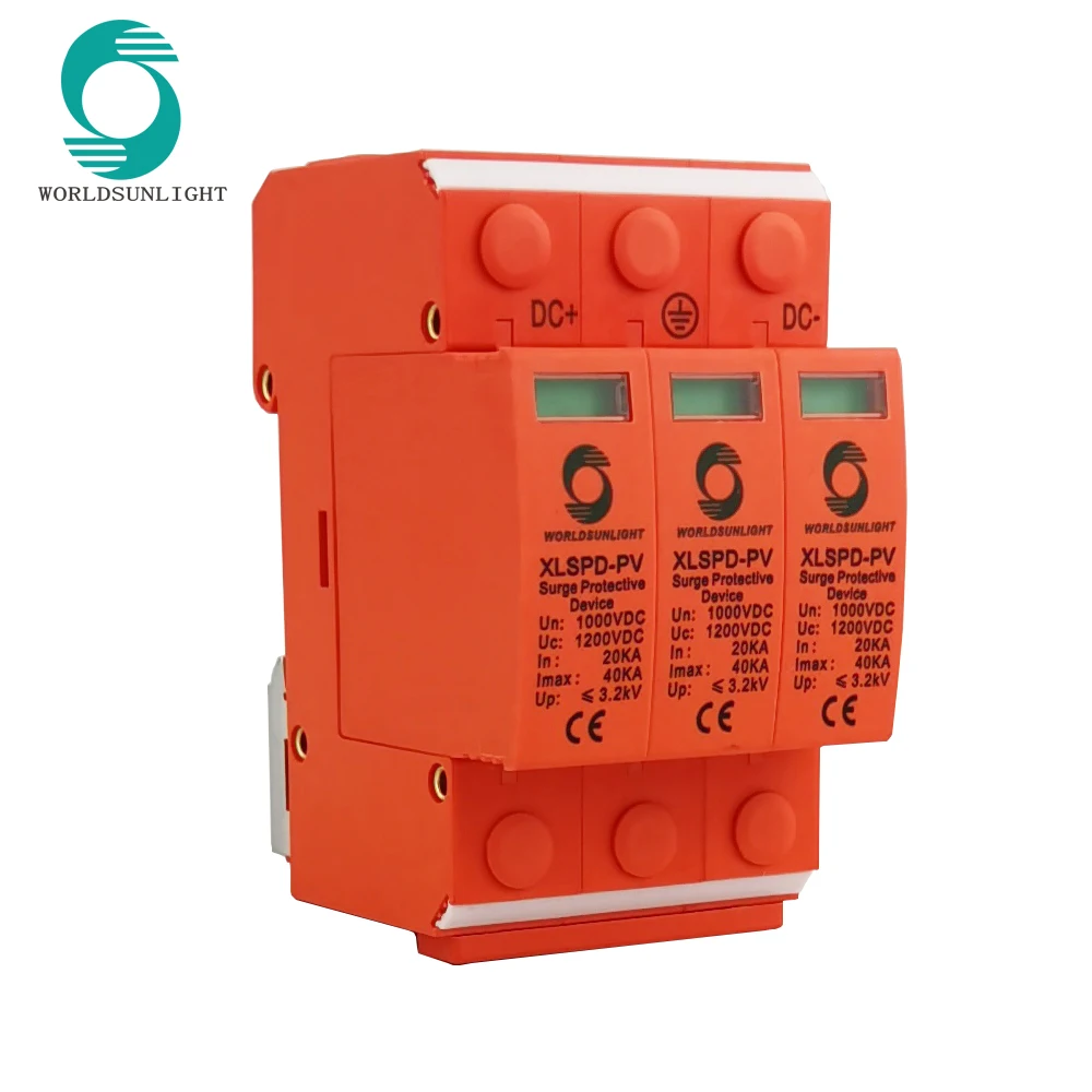 TUV CE SPD DC 3P 1000V 20KA ~ 40KA солнечное уличное устройство защиты от перенапряжения и