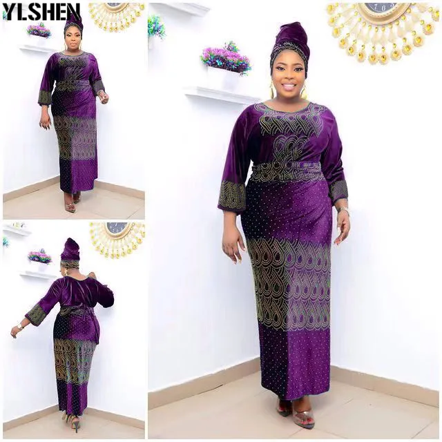 African Dresses for Women 3 Piece Set Dashiki Diamonds Tops Skirt African Clothes Bazin Broder Riche Fashion Robe Africaine Femme 23