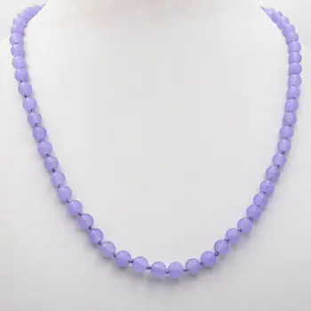 

Long 18" 6mm Lavender Jade Round Gemstone Beads Necklace AAA