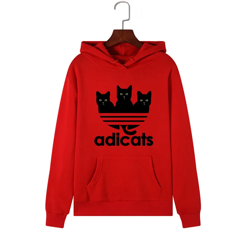 Baratos Sudaderas con capucha mujer precioso estampado de gato Sudadera con capucha suéter de manga larga bolsillo Sudadera con capucha abrigo de invierno prendas de calle mujer casual