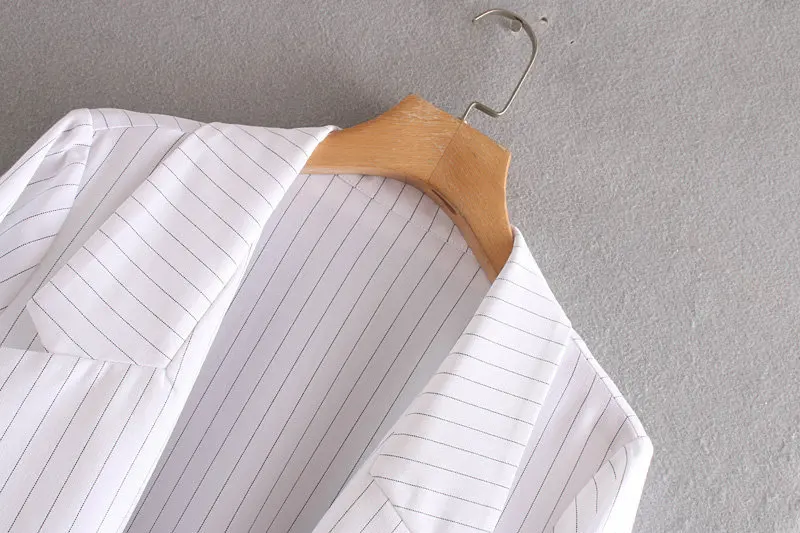 

2019 Autumn New Style Western Style Stripes Korean-style Loose-Fit Roll Sleeve Small Suit Coat