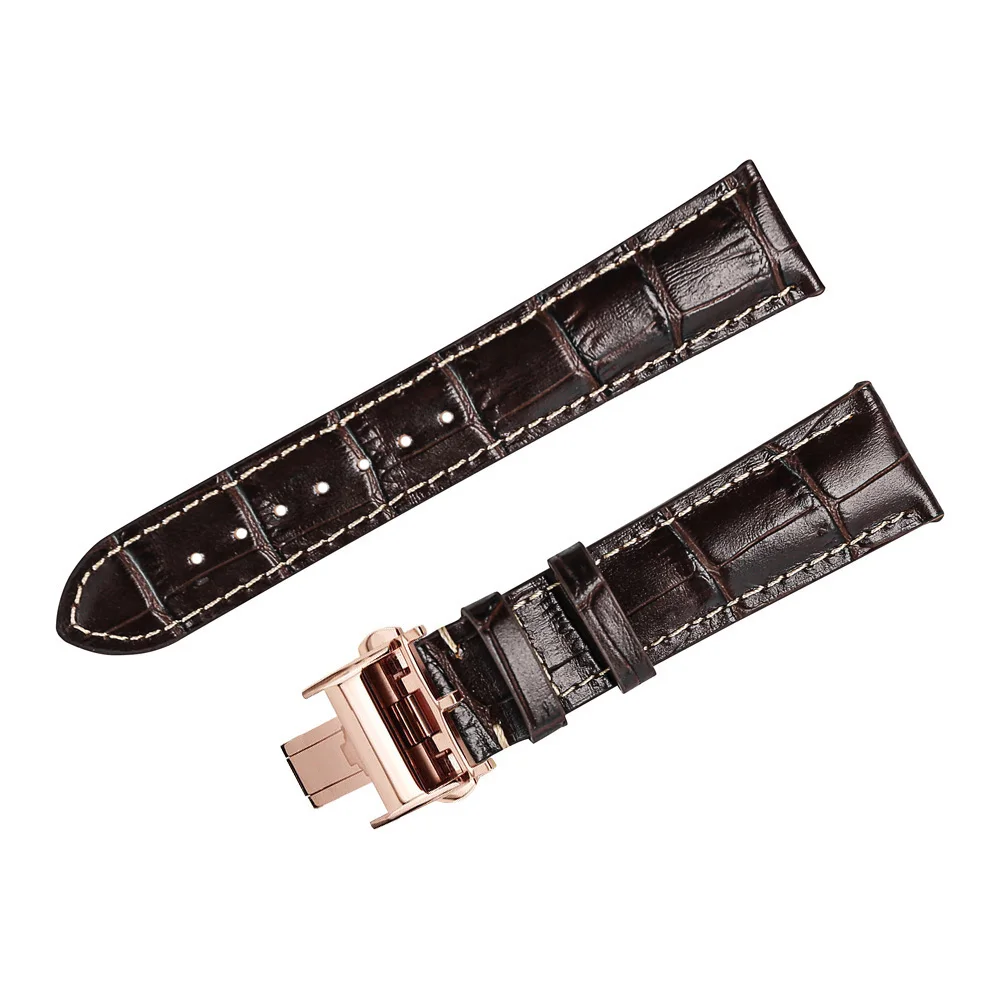 Ремешок из натуральной кожи для часов Longines MASTER Коллекция ремешок из коровьей кожи 20 мм 21 мм Золотая Пряжка Застежка из розового золота