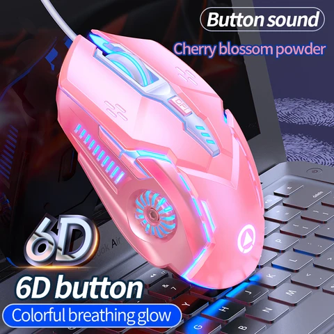 Gaming Mouse Wired Silent Competitive Wheel Mechanical  Mode Game 6 Key 4DPI Colorful Lamp Mause For Laptop Computer Office
