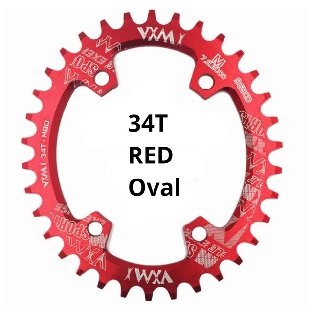Red 34T Oval VXM круглый Овальный 96BCD цепь MTB Горный BCD 96 велосипед 30T 32T 34T 36T 38T шатуны зубные пластины Запчасти для M7000 M8000 M9000 - Цвет: Red 34T Oval