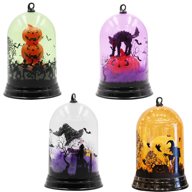 Creative Witch Pwmpkin Halloween Decor LED Light Indoor Desktop Decoration Multi-color Flashing Holiday Party Bar Night Light