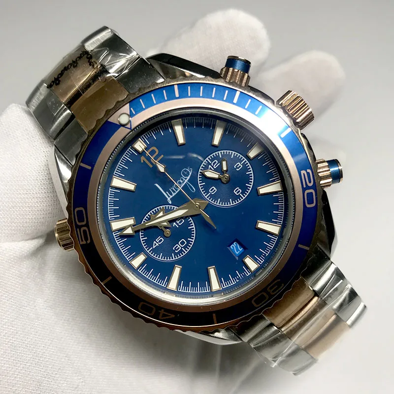 

Blue dial luxury watches Automatic self-winding glide smooth second hand sea watch master stainless steel AAA quality