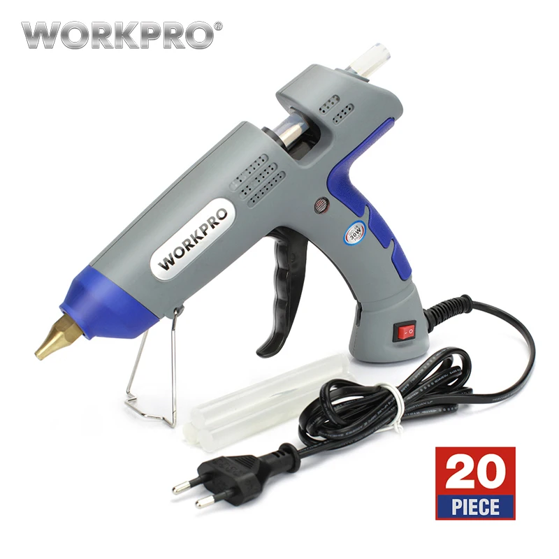 Prix WORKPRO 30W Pistolet À Colle outils de bricolage Haute Température Pistolet À Colle Thermofusible avec 20 pièces Premium Bâtons de Colle pour L artisanat Utilisation Décoration De Noël