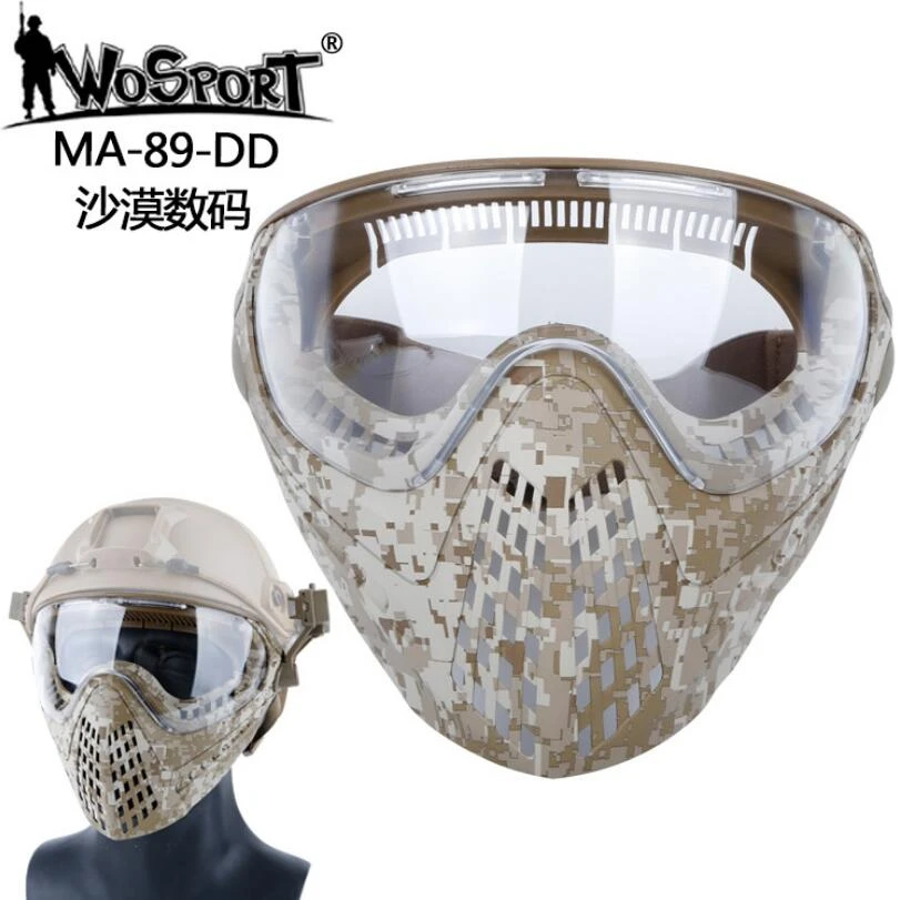 MA-89-DD Wosport masqu Airsoft lentes tacticos militar hombre для пейнтбола, для улицы, тактические мужские армейские маски для всего лица с очками MA-89 - Цвет: MA-89-DD
