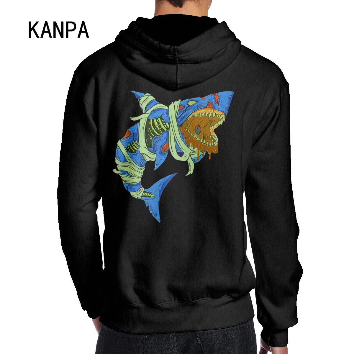 Hoodie Oversize Shark Hip Hop Pullovers Tops Loose Long Sleeves Autumn Man Cloth 2021 Printed sweatshirt on the back XXL | Мужская