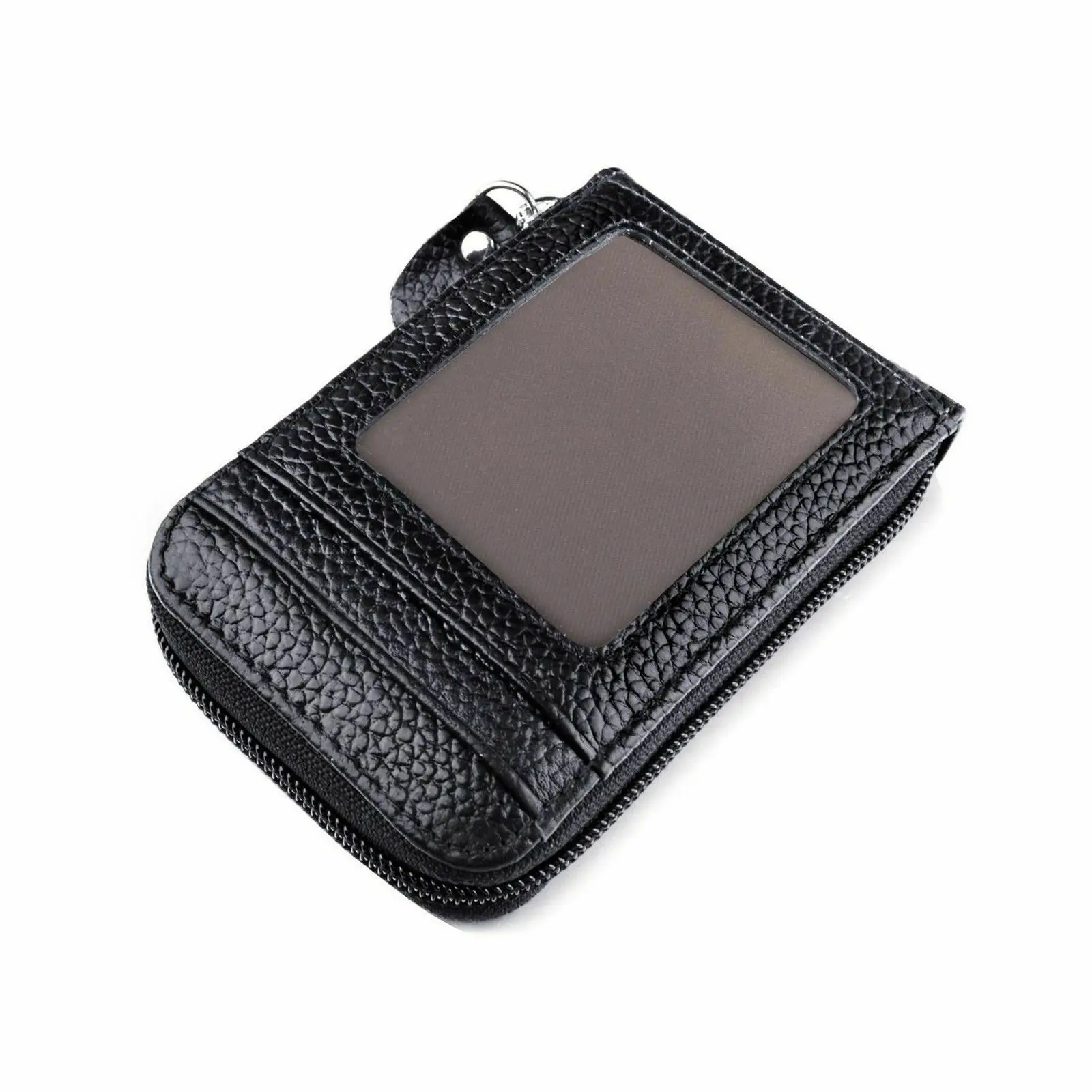 Винтажный женский мужской унисекс мини-кошелек портмоне для карт ID держатели твердые кошельки из искусственной кожи - Цвет: Черный