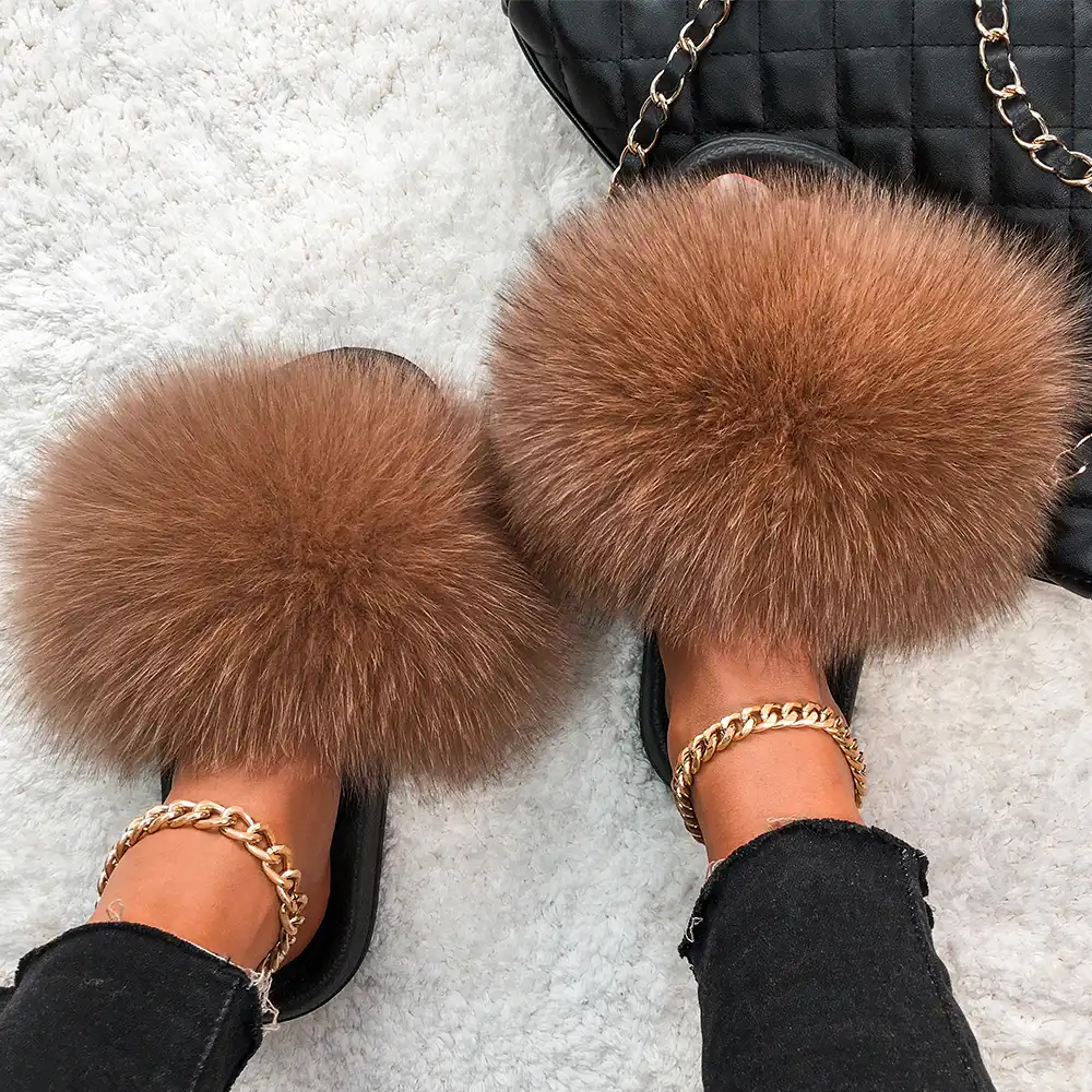 Flip flops with fur on top Clearance
