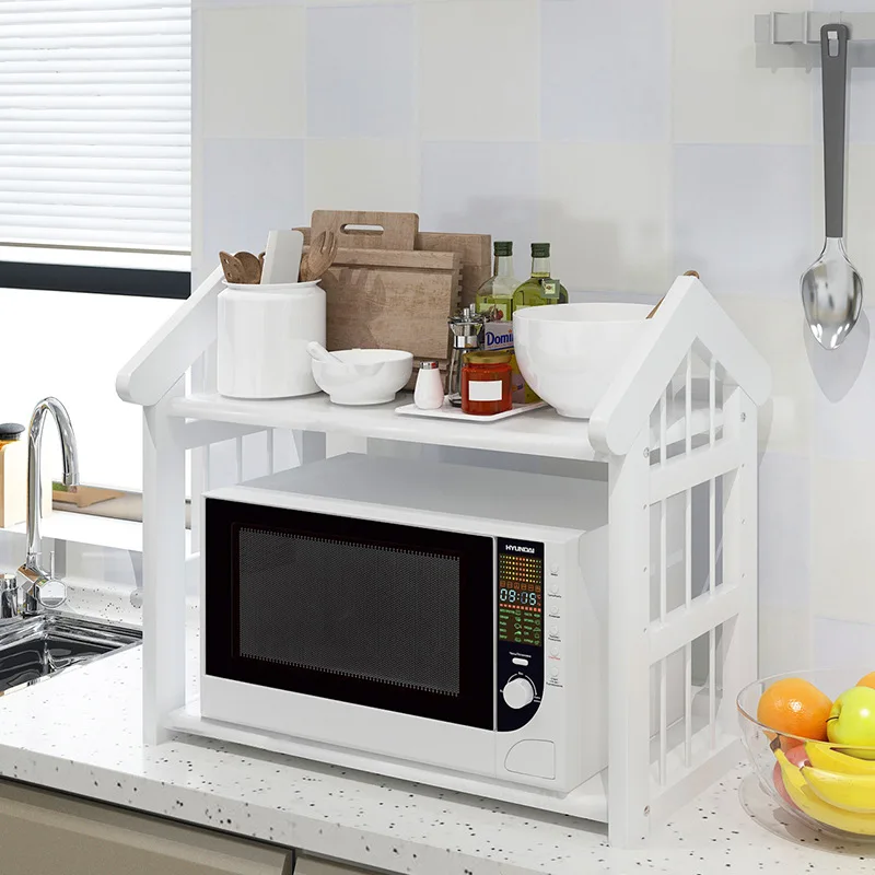 

The kitchen receives the microwave oven shelf receives and arranges the storage shelf, and the floor multi-layer bowl rack