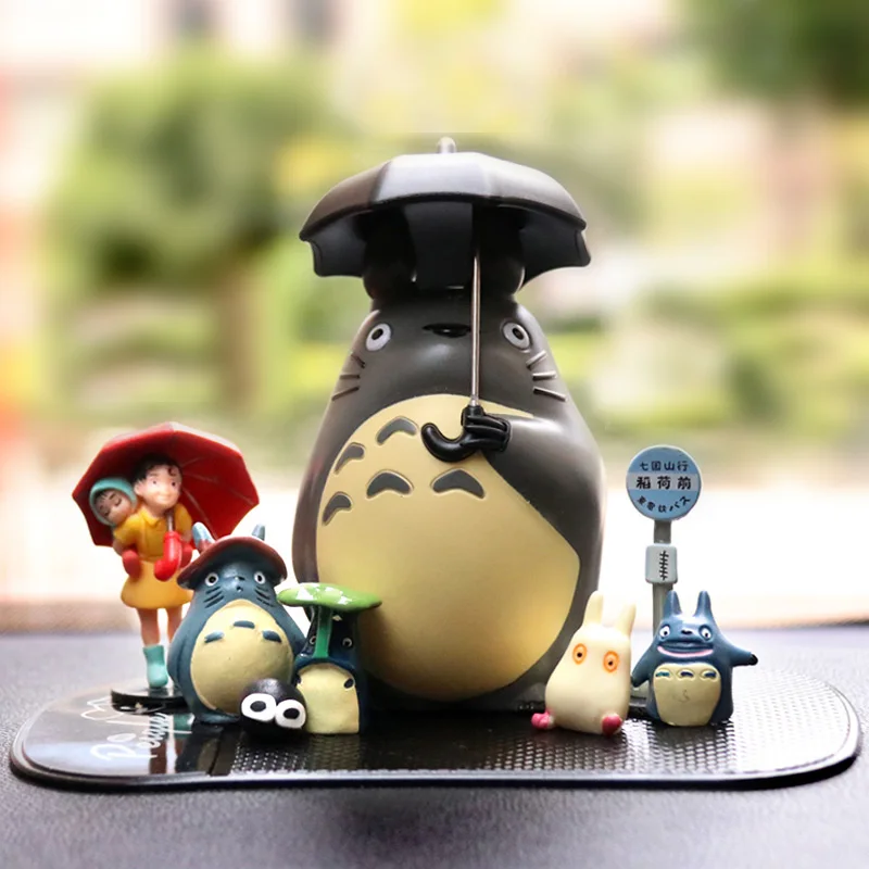 Japan Miyazaki Umbrella Totoro Doll Garage Kit Car Decoration Three-Piece Desktop Car Interior Decoration Gift