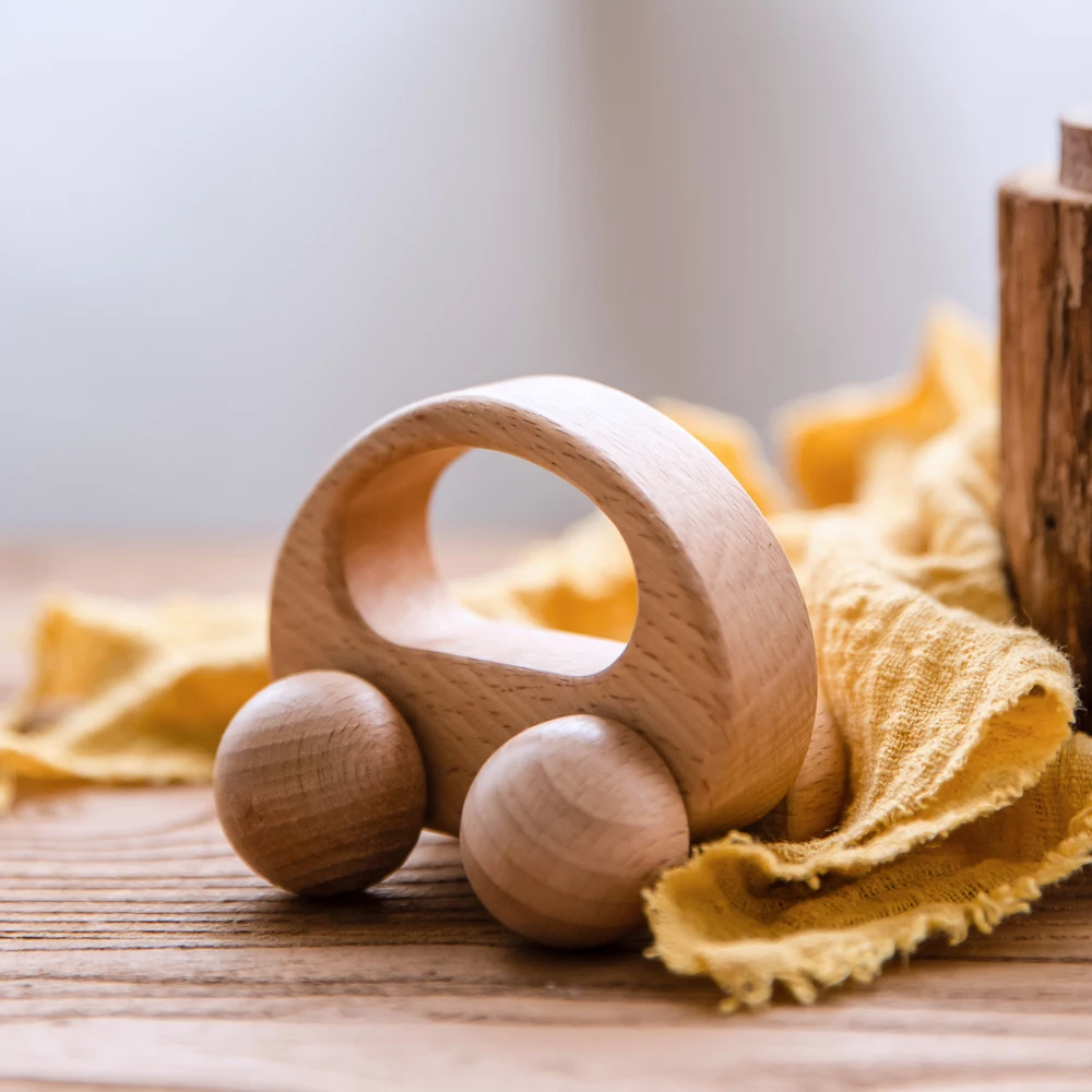 Juguetes Educativos Montessori de madera para bebé, 1 Uds., coche de haya, bloques de madera, juguetes para chico, mordedores para bebé, regalo de cumpleaños