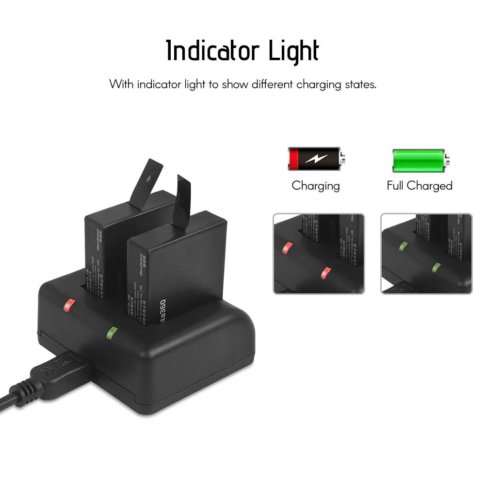 Портативное мини зарядное устройство dquick Dual USB камера зарядное устройство с индикатором usb-кабель со светом для Insta360 One X аксессуары для камеры
