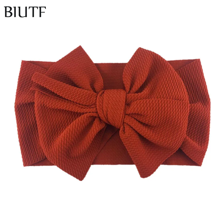 8-reddish orange 20 шт/лот Изысканная широкая вафельная повязка на голову с " бантом регулируемая повязка на голову детская чалма, закрывающая уши аксессуары для волос HB104 - Цвет: 8-reddish orange