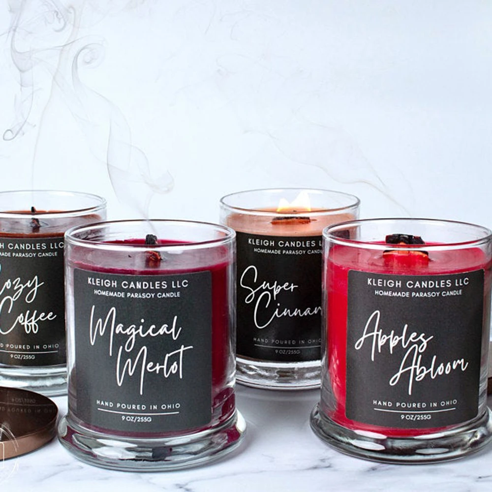 Customize Candle Label Template Editable Minimalist Instant Candle Label, Square, Circle Modern Candle Label Template Gift stick