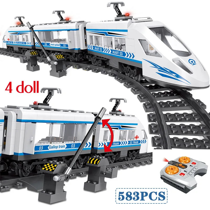 Technic City серия железная дорога поезд строительные блоки Высокоскоростной Пассажирский 583 шт совместимые городские железнодорожные кирпичи дети самодельные игрушки подарки