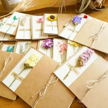 10 шт. ретро DIY крафт-бумага для приглашения поздравительной открытки с конвертом ручной работы гербарий приглашение на празднование свадьбы конверты