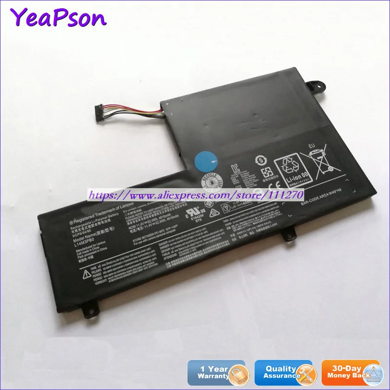 QISTAR 11 4 V 4610mAh подлинный L14M3PB0 L14L3PB0 Аккумулятор для ноутбука lenovo IdeaPad 320S 330S Flex 3 1470