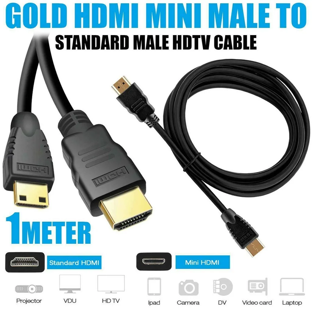 1080P эффект мини HDMI к HDMI кабель высокоскоростной адаптер с позолоченным штекером для камеры монитор проектор Ноутбук 0,3 м