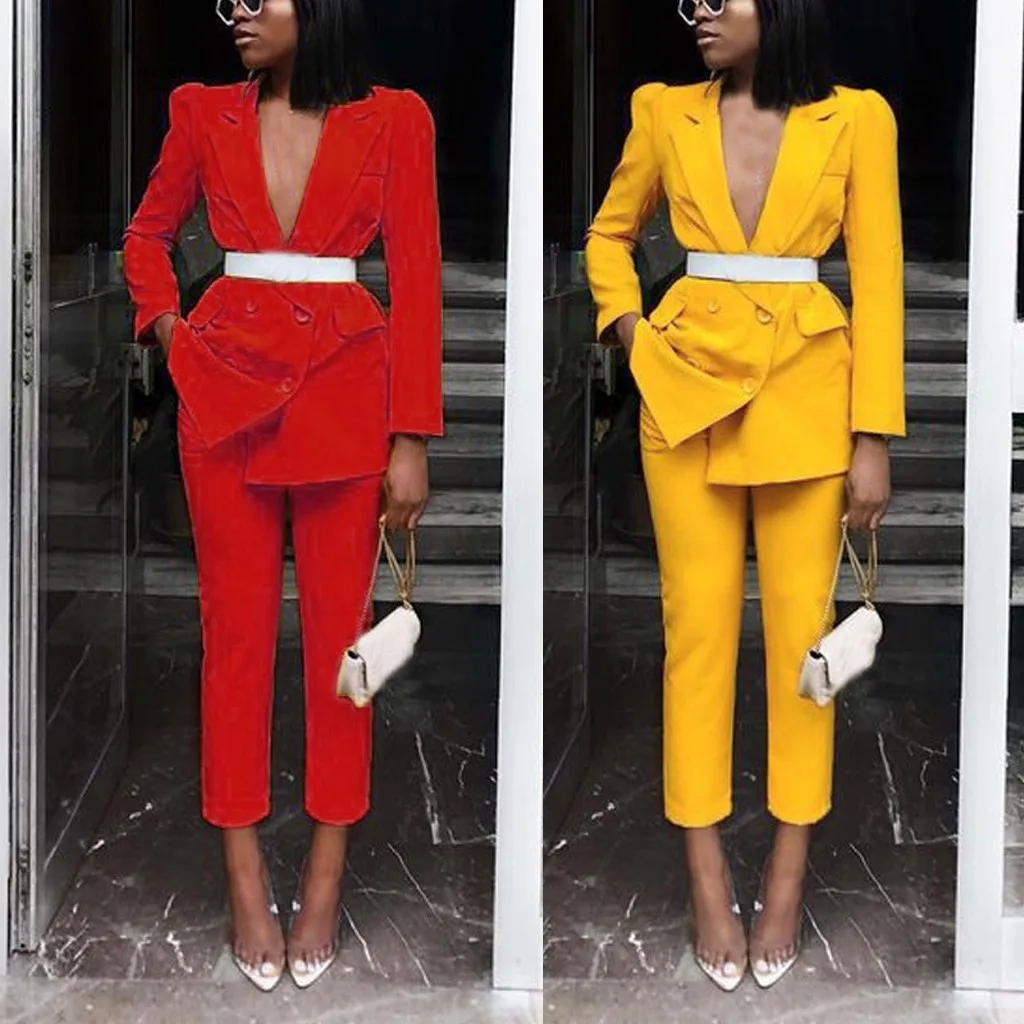 Женский элегантный офисный костюм осень женский комплект 2 шт. Дамская мода