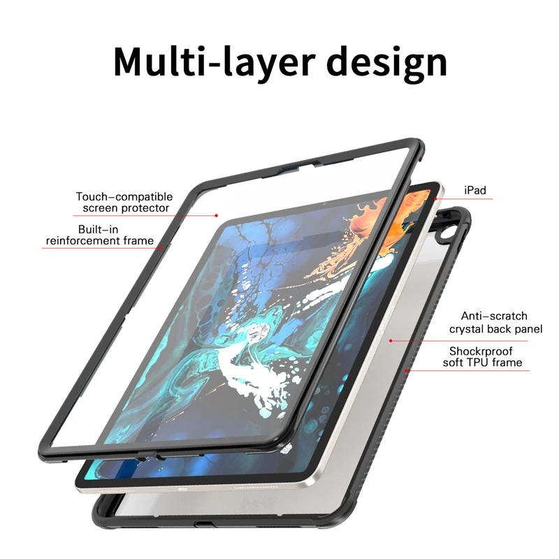 Мягкий чехол из ТПУ для iPad Pro 12,9, чехол с защитой от снега от ударов 360, полная защита с сенсорным ID, Чехол для iPad Pro 12,9 дюйма Coque