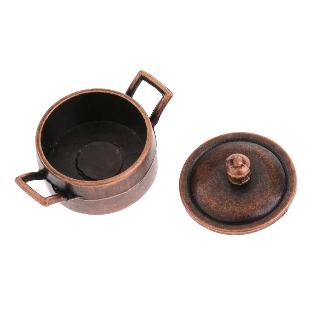 1/12 Dollhouse Miniature Kitchen Cookware 5PCS Metal Pots Pans Furniture Model Ornaments Accessory