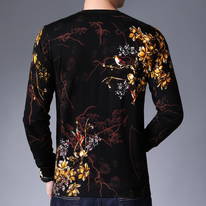 Осенне-зимний свитер нижняя часть одежды пуловер Hombre Slim Fit 3xl Повседневный вязаный свитер с цветочным узором Мужской Хлопковый удобный