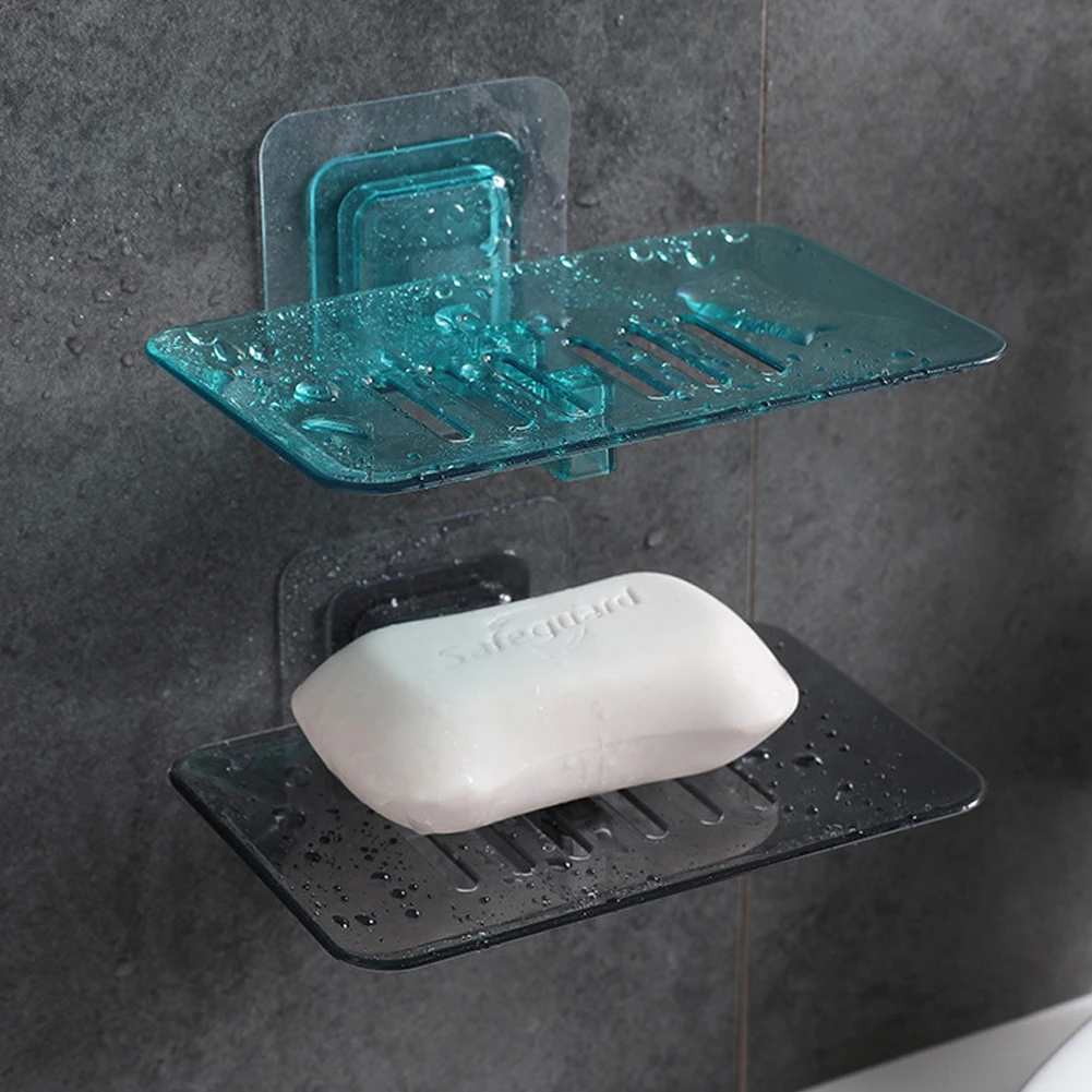 1pc Wall-mounted Soap Rack Suction up Soap Holder Durable Creative Soap Box Holder Punch-free Bath Assistant Bathroom Accessory