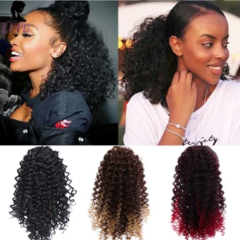 

LUPU 8 Ince Afro Kinky Curly Human Hair Ponytail Clips in for Women Ponytail Hair Extension Natural Black