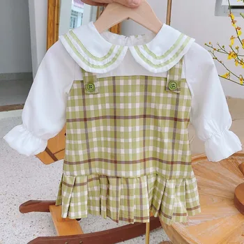 

Halilo 2020 Autumn Kids Clothes Girls Long Sleeve Dress Plaid Puff Sleeve Baby Girl Birthday Dresses Back To School Clothing