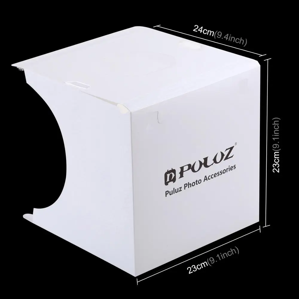 Beste Puluz 20*20 Cm 8 Mini Vouwen Studio Diffuse Soft Box Lightbox Met Led Licht Zwart Wit Fotografie Achtergrond fotostudio Doos