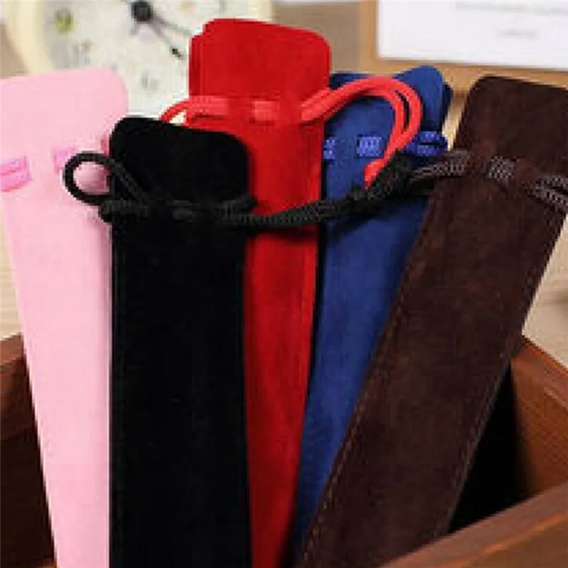 5PCS/lot High Quality Pencil Bag Double-sided Thick Flannel Beam Pencil Bag Gift Pen Packaging Bag for One Pen Suede