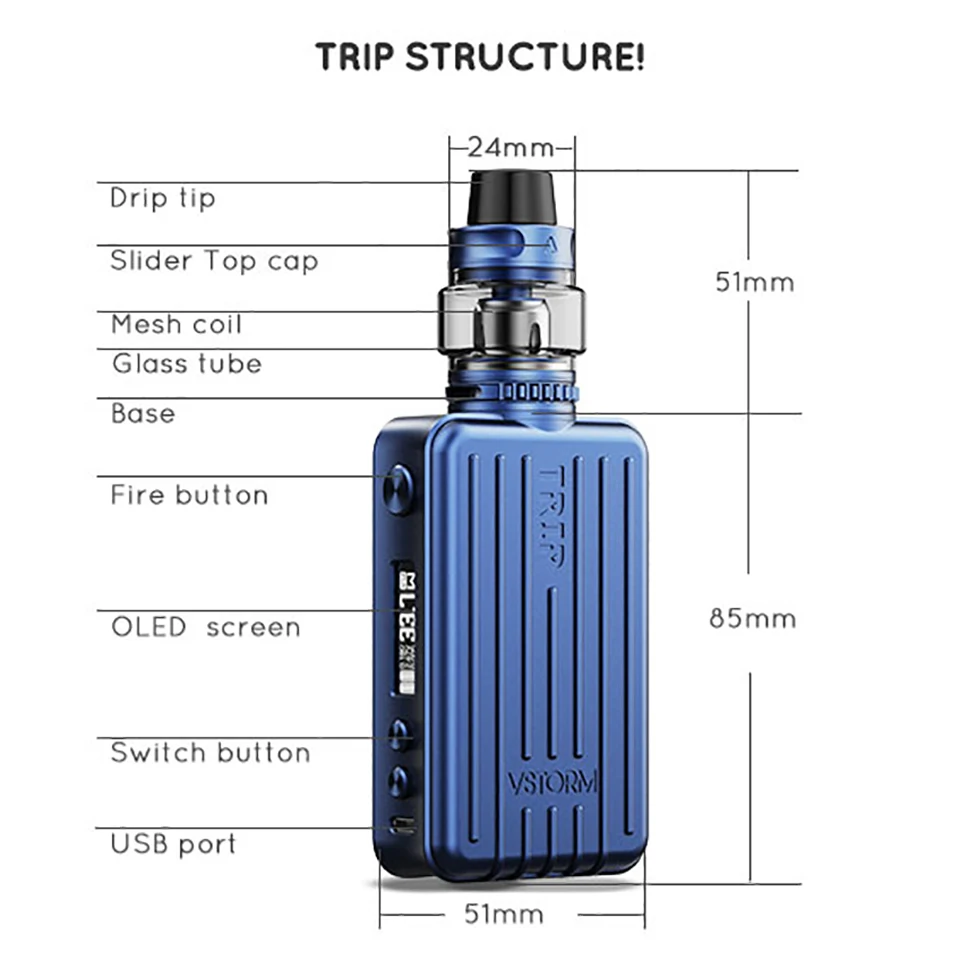 Оригинальный бокс мод Vapor Storm Trip TC 200 Вт мощный с аккумулятором 18650 и экраном 0 91