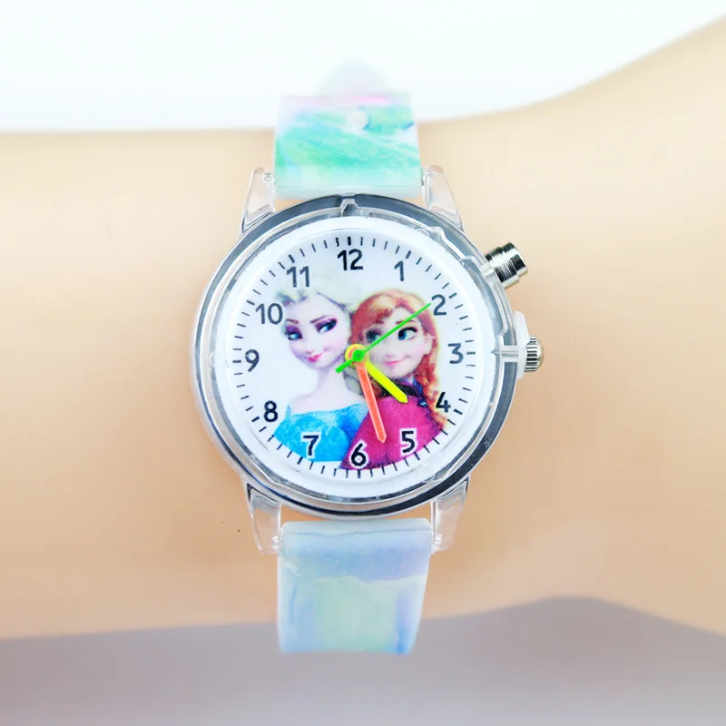 Sky Blue Girl Детские часы с человеком-пауком для детей, цветной светильник-вспышка, электронные часы для девочек и мальчиков, подарок на день рождения, наручные часы, Прямая поставка - Цвет: Sky Blue Girl