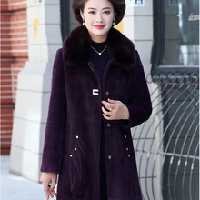 Новинка, зимнее пальто для женщин, толстое, теплое, с меховым воротником, высокое качество, плюс размер, XL-5XL, 40-50, для женщин среднего возраста, пальто F800